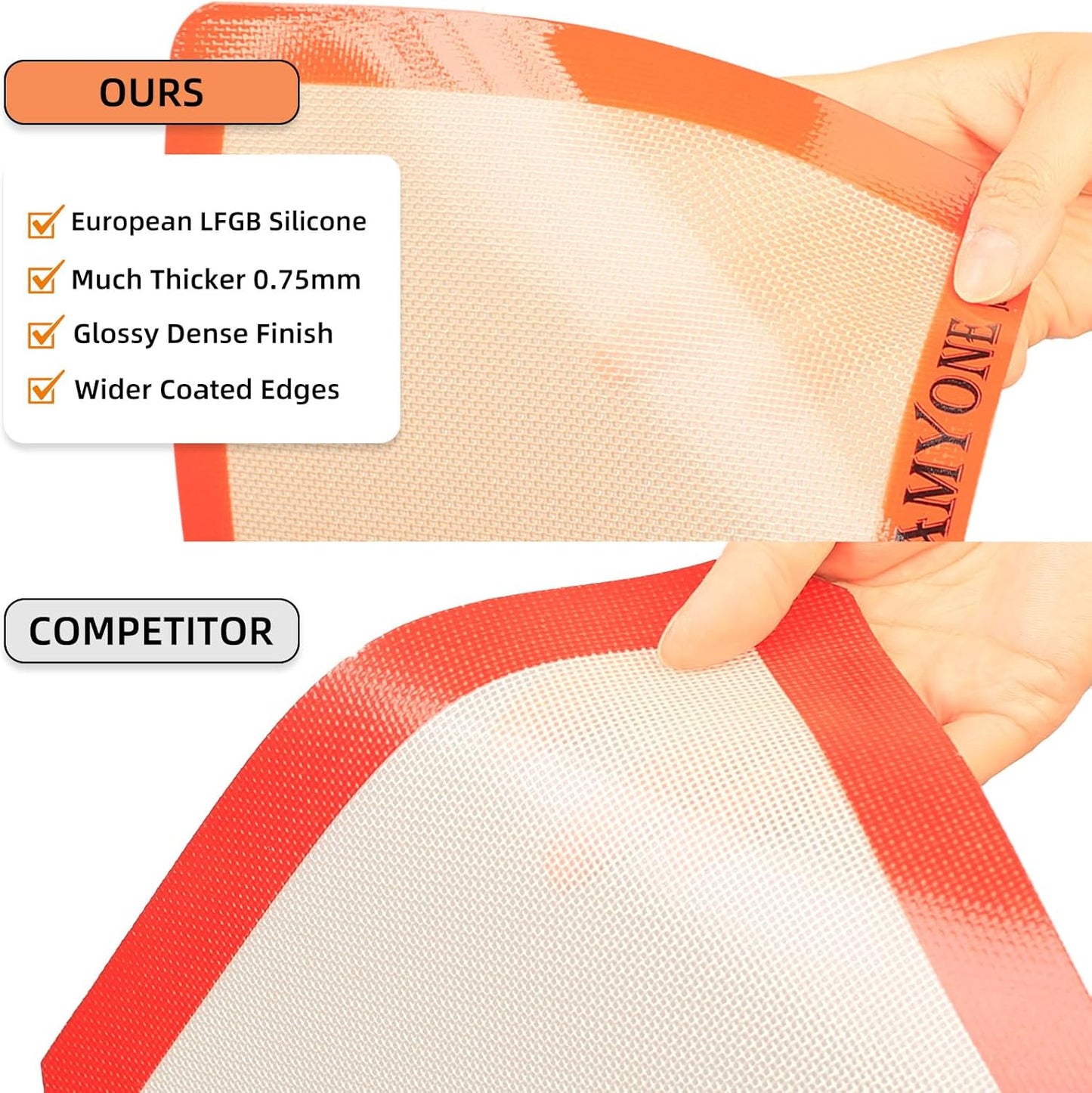 AMYONE Silicone Baking Mats for Two Thirds Size Pan, 2/3 Non-Stick Silicone Baking Sheet Liners for Cookies/Pastries/Chicken/Vegetables, Food Grade Silicone Mat for 15 x 21-inch Big Sheet, 1 PCS