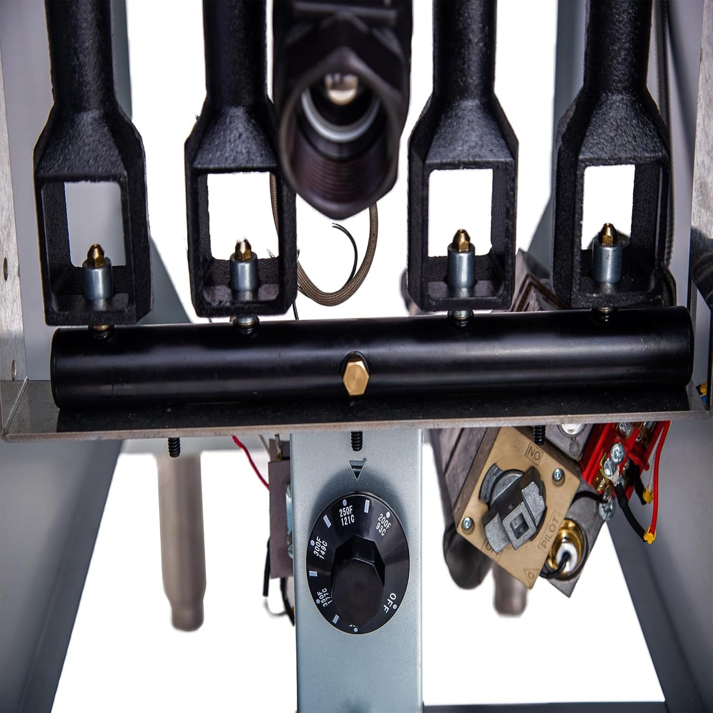 CLIVIA Gas Deep Fryer, Commercial Floor Natural Gas Fryer with 2 Basket, 55 lb. Capacity with 4 Burners, 120,000 BTU Free Standing Floor Fryer for Restaurants