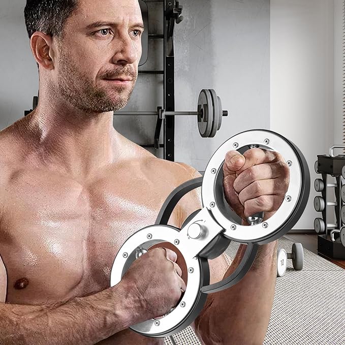 GYMAX Burn Machine, 12LBS Spinning Arm Trainer with Adjustable Resistance, & 360 Degree Rotating Grips, Upper Body Workout Rotator for Forearm, Shoulder, Chest, Home Gym Exercise