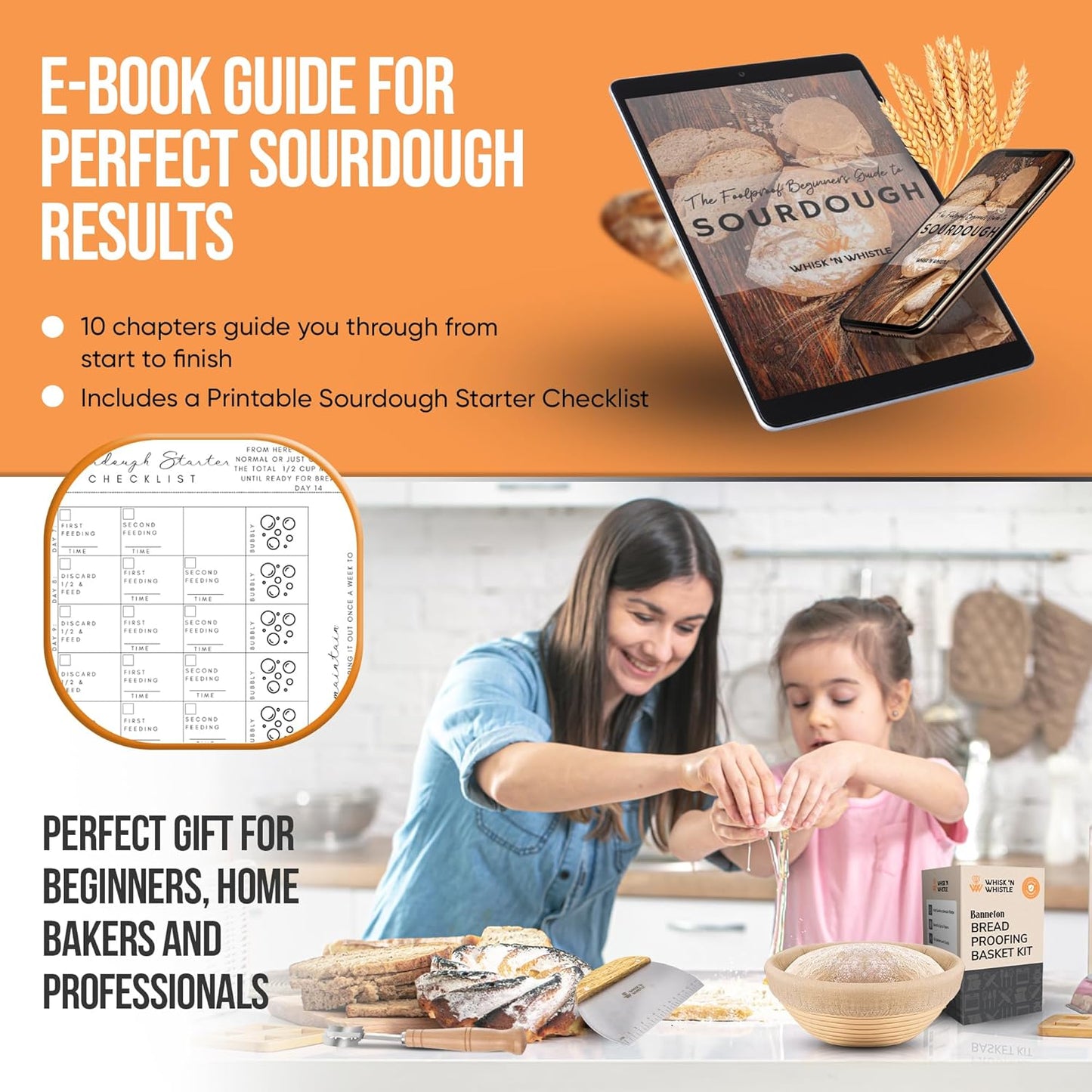 Trailblaze Banneton Bread Proofing Basket Set – Complete Sourdough Bread Baking Supplies – Sourdough Starter Kit – Sourdough Proofing Basket Gift for Bakers - Bread Baskets (9" Round & 10" Oval)