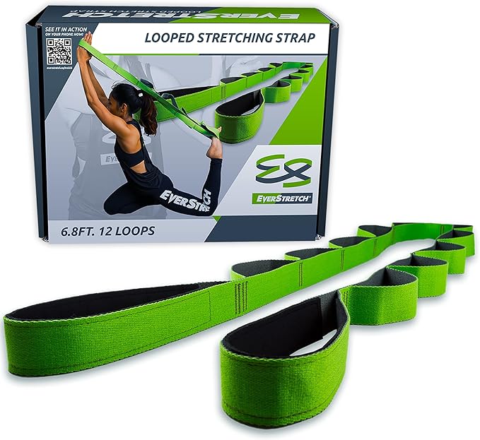EverStretch Non-Elastic Stretching Strap with Loops - Move Freely with This Looped Stretch Strap Premium Stretch Band for Sports, Physical Therapy and Recovery from Knee Replacement Surgery.