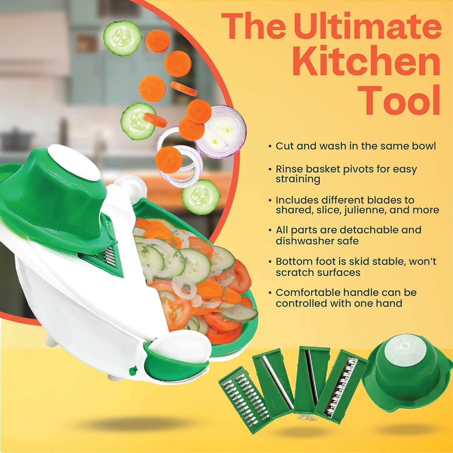 Prep Bowl – Ronnie Neville’s Original As Seen on TV Rinsing Bowl & Multi-Use Kitchen Tool to Shred, Slice, and Rinse, Vegetable & Salad Bowl