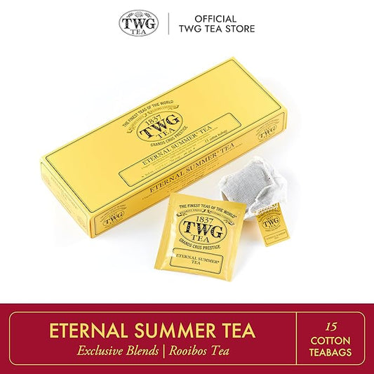 TWG Tea | Eternal Summer Tea | Rooibos Tea | Flowers & Redcurrant | 15 Hand Sewn Cotton Teabags | Gift Set