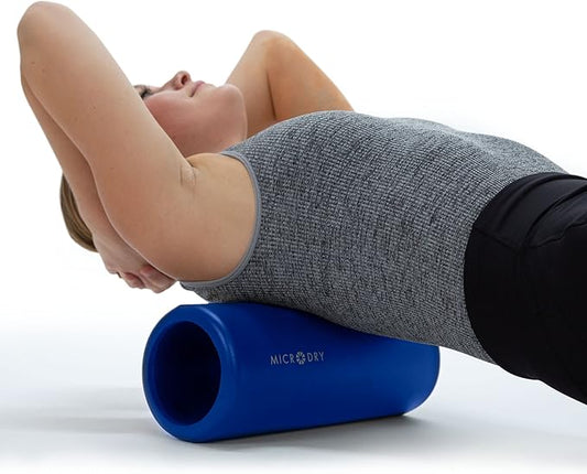 MICRODRY Deluxe Fitness Foam Back Roller for Muscle Relief, Roller for Yoga, Stretching, Deep Tissue Firm Massage & Trigger Point Release, Exercise Workout at Home or Gym, 13x5.3, Blue