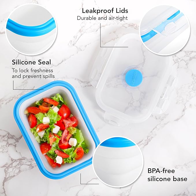 Small Collapsible Silicone Containers, Perfect for Snacks, Travel, Space-Saving Storage, Set of 8