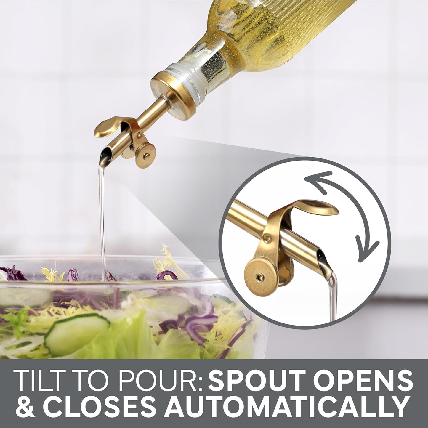 COOK WITH COLOR Glass Olive Oil Dispenser Bottle - 2 Pack, 17 oz Cruet - Elegant Carafe Decanter with Spout for Kitchen, Suitable for Vinegar, Coffee Syrups & Other Liquids