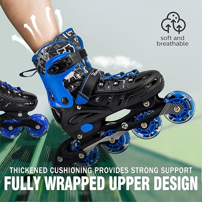 Inline Skates for Kids and Adult, Adjustable Fun Illuminating Skates for Girls, Boys, Women and Men Outdoor and Indoor, Beginner