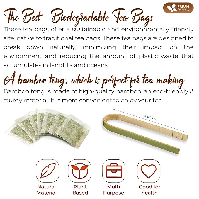 FreshDrinkUS, Premium 55 Marshmallow Root Tea Bags, 100% Natural & Pure from Marshmallow Root, Eco-Conscious Tea Bags, Marshmallow Root Herbal Tea. No Sugar, No Caffeine, No Gluten, Vegan.