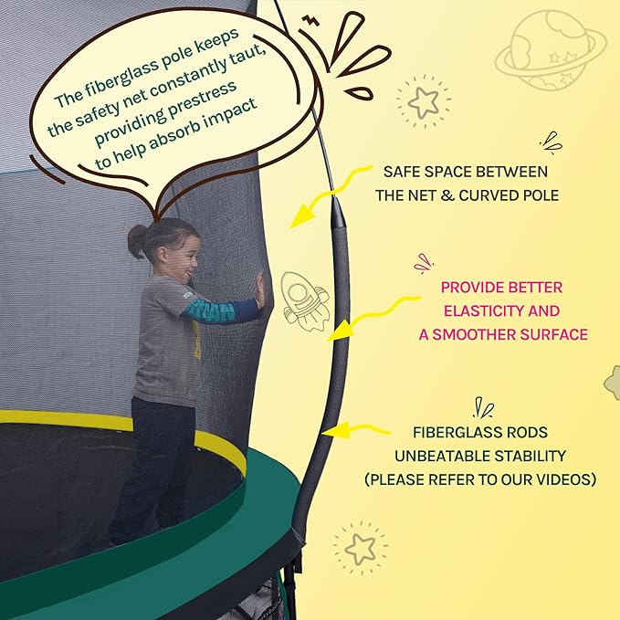 SkyBound 14 FT 12 FT 10FT 8FT 6FT Springless Trampoline for Kids and Adults - Recreational Trampolines with AntiRust Coating - Bungee Cords Outdoor Trampoline for Kids - No-Gap Design Zipper System