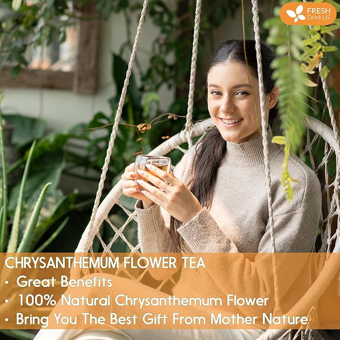 FreshDrinkUS, Premium 5oz Chrysanthemum Flowers, 100% Natural & Pure Chrysanthemum Flower Dried, Chrysanthemum Herbal Tea, No Additives, No Caffeine, Vegan