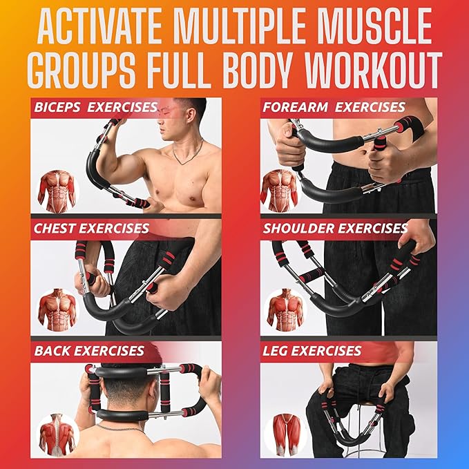 Twister Arm Trainer – Adjustable Resistance Chest Expander & Forearm Strengthener – Steel Core Upper Body Workout Bar for Arms, Wrists, Shoulders & Home Gym Fitness