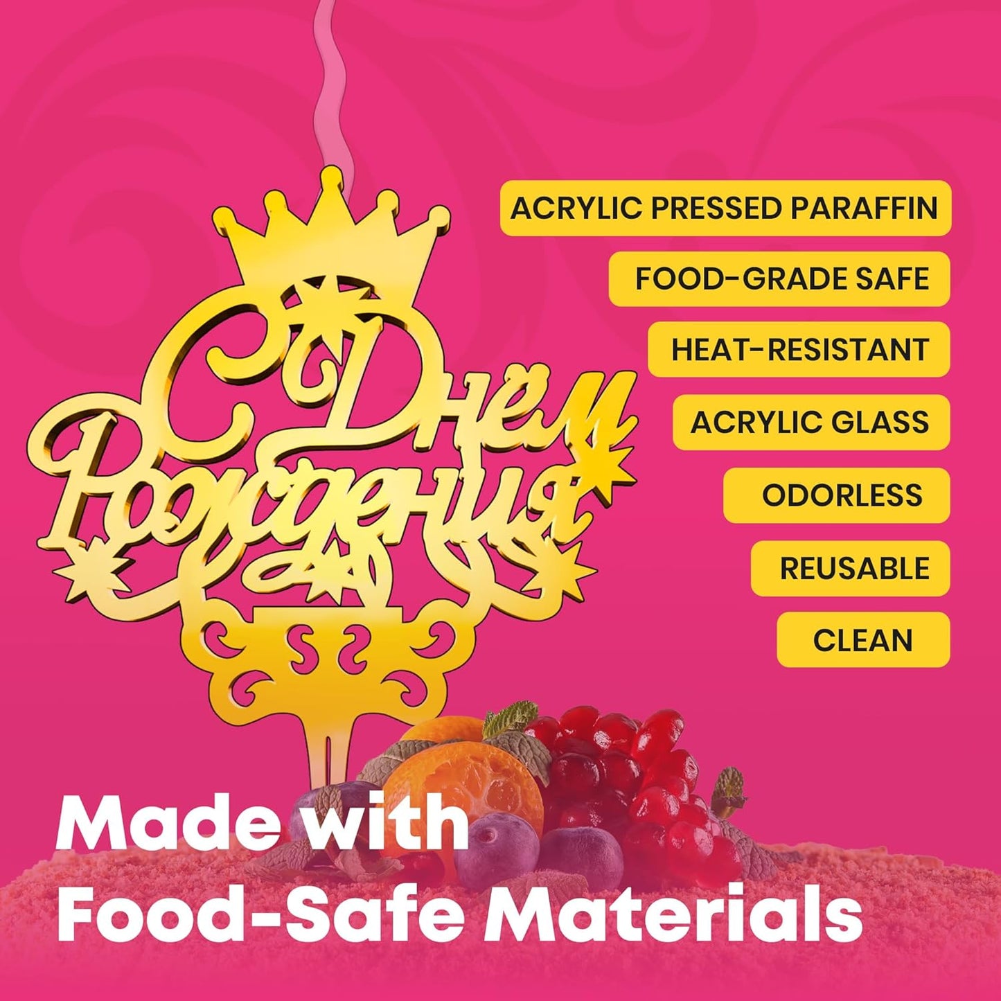 Gold C Днем Рождения Candle Topper – Elegant Reusable Food Safe Cake Decoration for Wedding, Anniversary, Engagement, Valentine’s Day, Bridal Shower & Party – Happy Birthday Cake Topper Decor