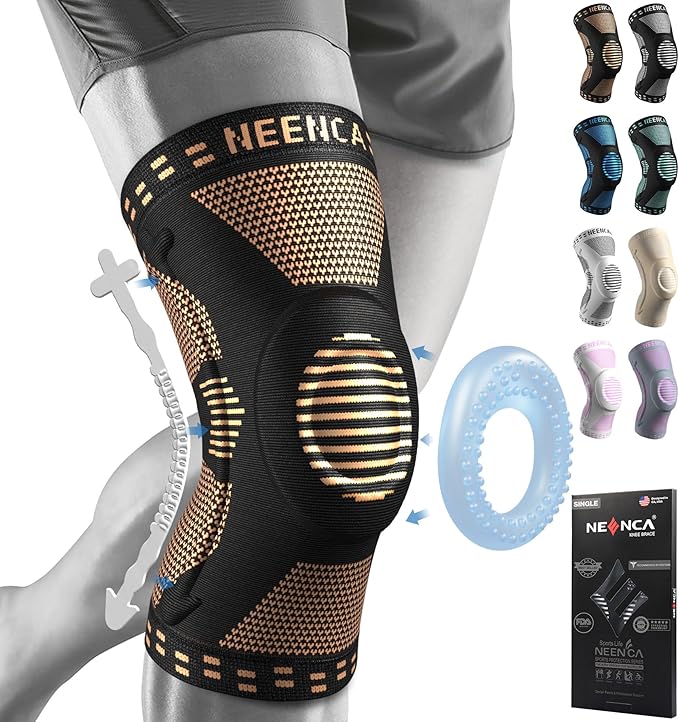 NEENCA Copper Knee Brace for Knee Pain, Knee Support with Patella Pad & Side Stabilizers, Compression Knee Sleeve for Sport, Workout, Arthritis, ACL, Joint Pain Relief, Meniscus Tear- FSA/HSA Eligible