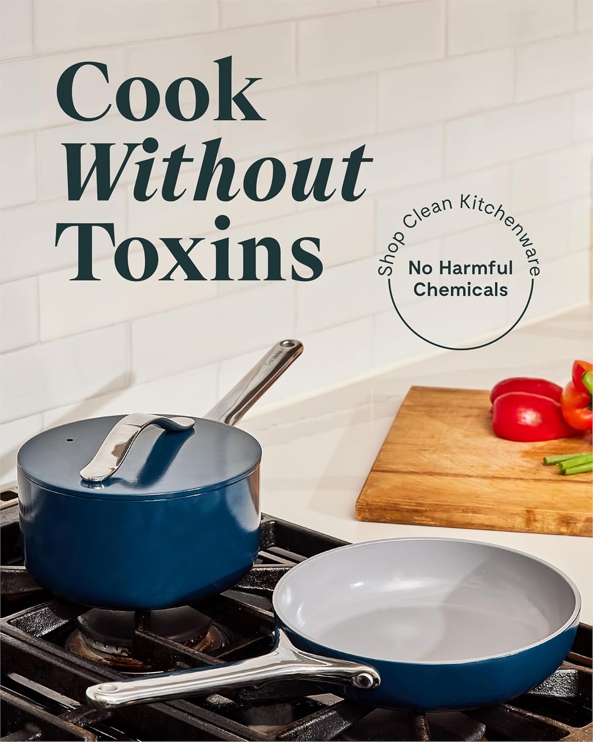 Caraway Mini Cookware Set - Non-Stick Ceramic Fry Pan (1.05 qt, 8") Sauce Pan (1.75 qt) & Storage Rack - Non Toxic, PTFE & PFOA Free - Oven Safe & Stovetop Agnostic (Gas, Electric & Induction) - Black