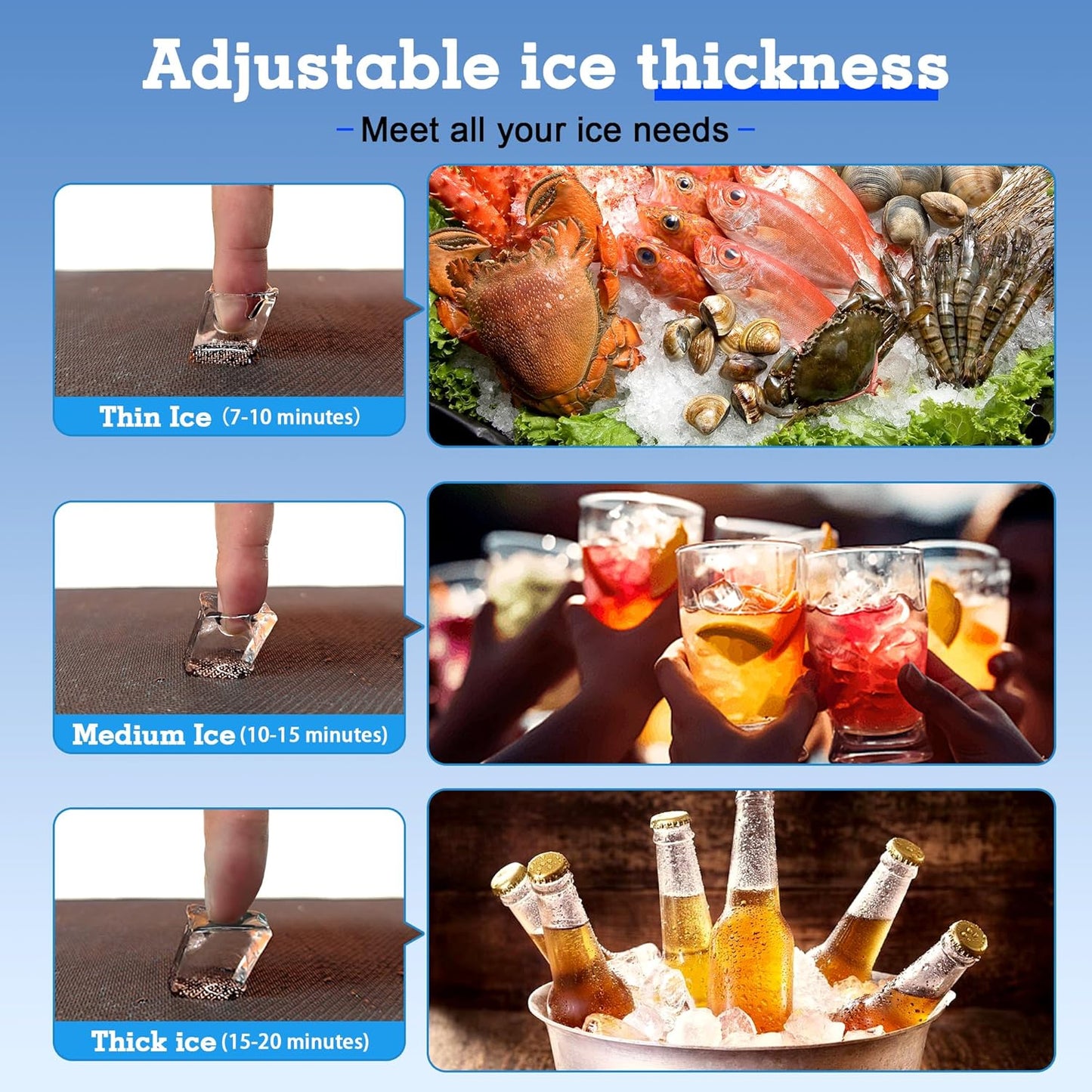 Commercial Ice Maker Machine 100LBS/24H with 20LBS Ice Storage, Stainless Steel Freestanding/Undercounter Ice Machine 36Pcs Ice with Two Water Inlet Modes Self-Cleaning for Homes Restaurants Bars