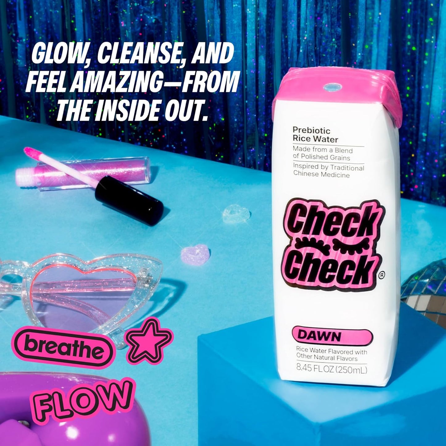 CheckCheck Prebiotic Rice Water, Dawn and Dusk Variety, 12 Pack, 8.45 Fl Oz Bottles (12 Pack, Dawn)