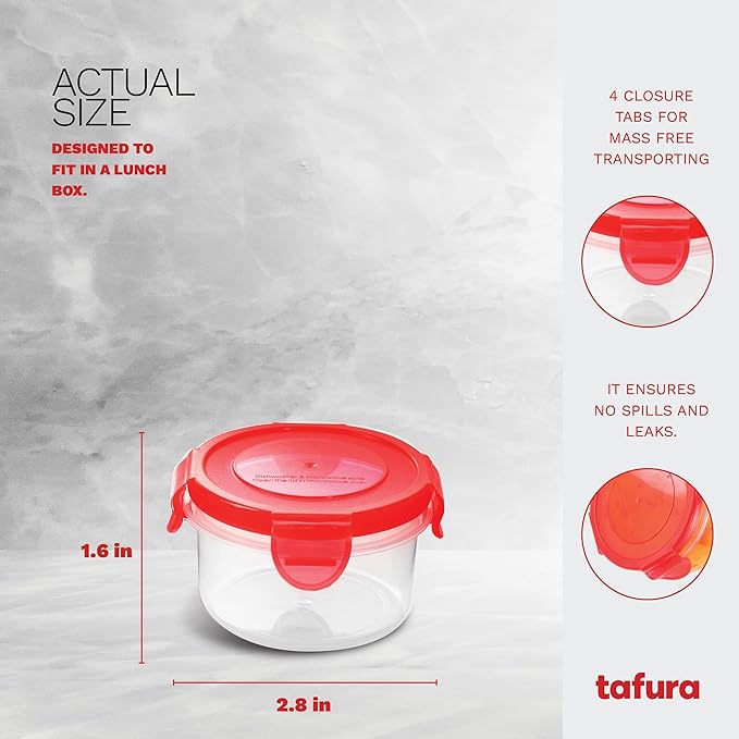 Salad Dressing Container to go, 6 Pack | 2.7 Oz. Dressing Containers for Lunch Box | Small Containers with Lids | Dip Containers for Lunch Box | Condiment Containers with Lids, Leakproof, BPA Free