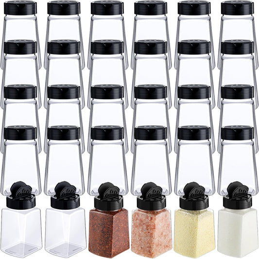 30 Pack Plastic Spice Jars with Shaker Lids Clear Seasoning Containers Spice Bottles for Kitchen Storing Spice Herbs Seasoning Powders(Cuboid,9.3 oz)