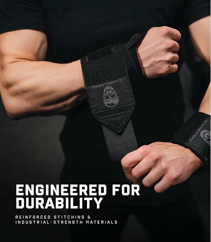 Gymreapers Weightlifting Wrist Wraps (IPF Approved) 18" Professional Quality Wrist Support with Heavy Duty Thumb Loop - Best Wrap for Powerlifting Competition, Strength Training, Bodybuilding