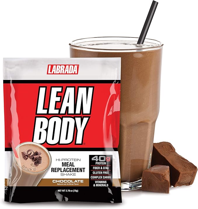 Labrada Nutrition Lean Body Hi-Protein Meal Replacement Shake, Chocolate, 2.78 Ounce (Pack of 20) Packets