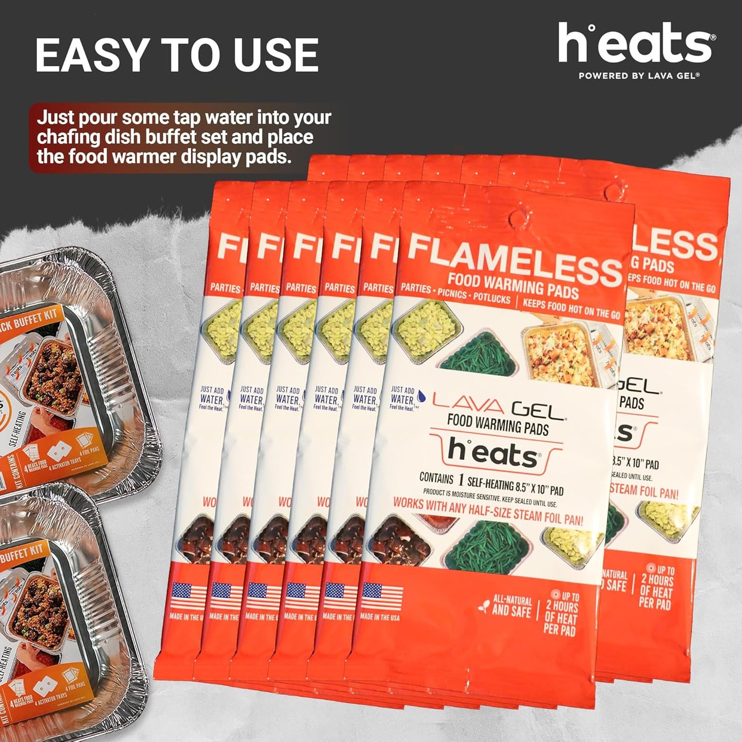 Flameless Food Warming Pads (12 Pack) - Food Warmers for Parties Buffet Disposable - Party Buffet Servers and Warmers for Half Size Pans - Heating Pads for Chafing Dish- Must-Have Catering Supplies