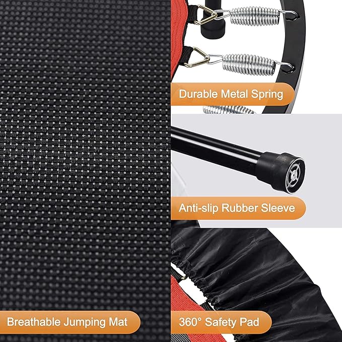 Trampoline, Portable Fitnes Foldable Trampoline in-Home Mini Rebounder, Exercise Trampoline for Kid/Adults, 40" Max Load 330lbs