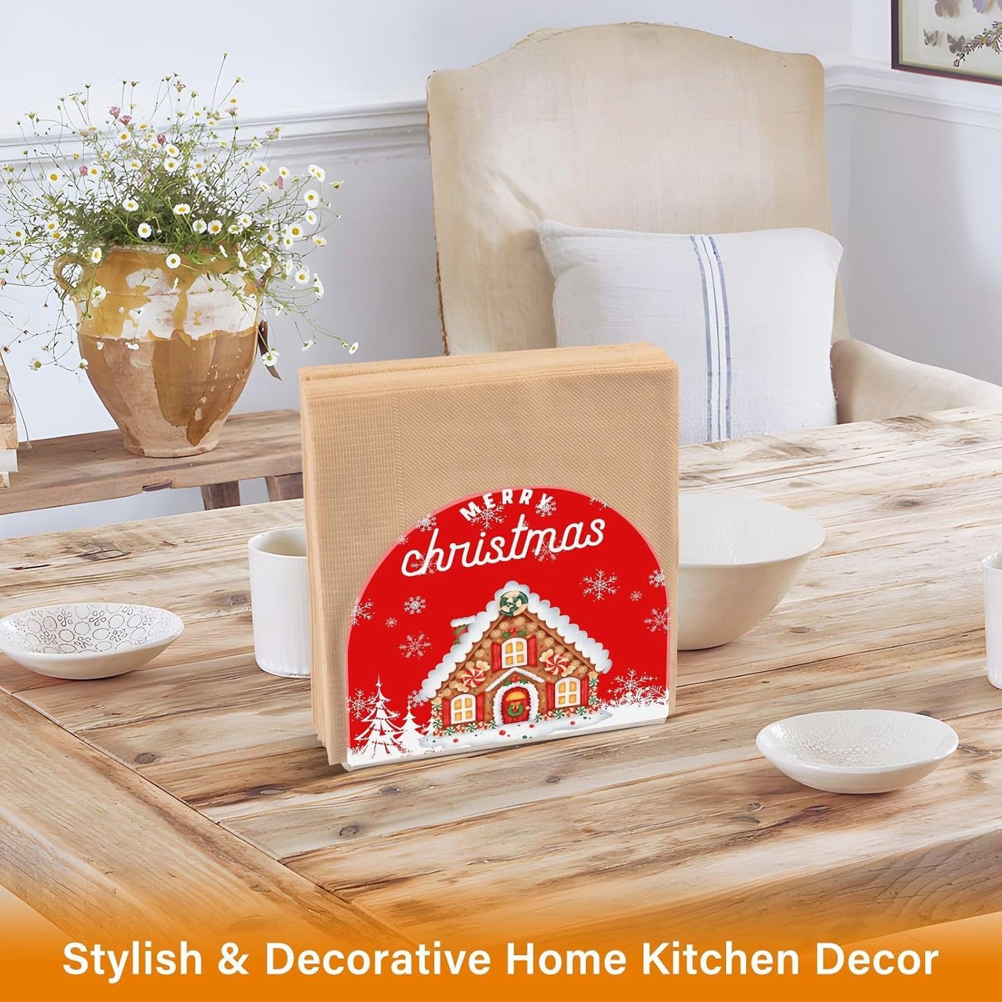 Christmas Cake House Napkin Holder for Table Paper Napkins Holder Acrylic Tissue Dispenser Kitchen Dining Room Bathroom Party Car Decor