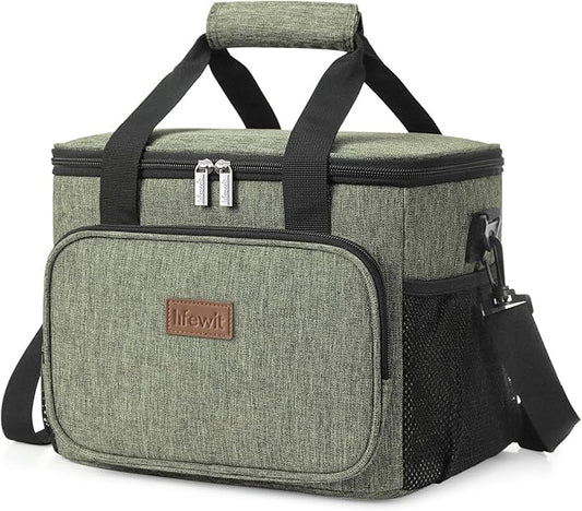 Lifewit Large Lunch Bag Insulated Lunch Box Soft Cooler Cooling Tote for Adult Men Women, Dark Green 24-Can (15L)