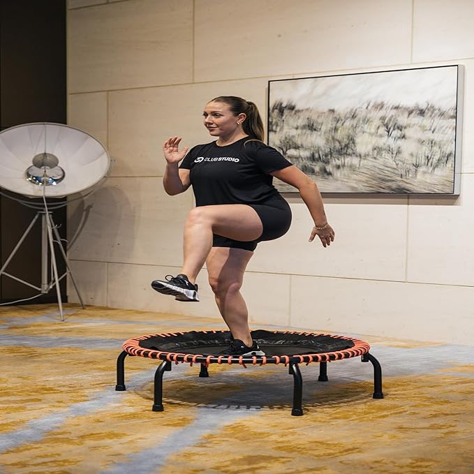 JumpSport 350 PRO Indoor Heavy Duty Fitness Trampoline, 39-inch | 36 Premium EnduroLast 4 Elastic Cords | Customized Bounce with 7 Settings | 300 lb Wt. Rating | 60-Day Free Trial to 350+ Videos