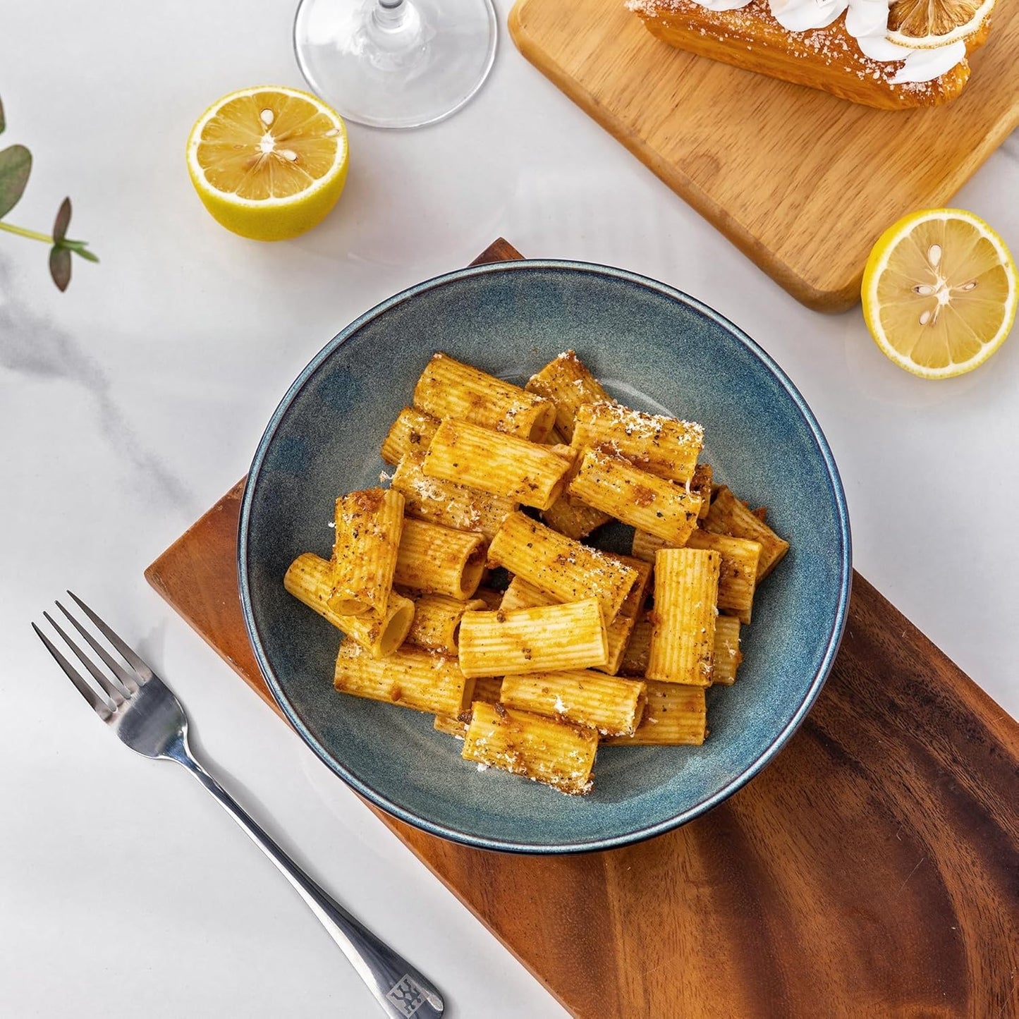 AmorArc 8.5'' Large Ceramic Pasta Bowls Set, 36oz Stoneware Bowls Set of 6 for Kitchen, Reavtive Glaze Bowls-Microwave,Dishwasher Safe for Pasta,Salad,Oatmeal-Ceylon Blue