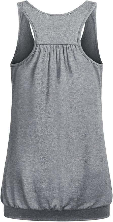 Miusey Womens Sleeveless Round Neck Loose Fit Racerback Yoga Tank Top