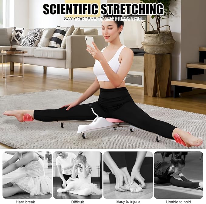 Split Machine for Flexibility, Leg Stretcher Stretching Equipment, Split Stretcher Machine, Splits Trainer, 300lbs Weight Capacity, Yoga Ballet Dance and Gymnastics Training Equipment Pink2