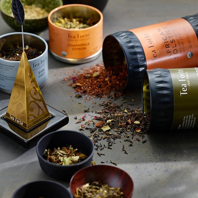 Tea Forte African Solstice Premium Organic Loose Leaf Caffeine-Free Herbal Tea Blend Canister, Makes 35-50 Cups, Tea Gifts for Mother's Day