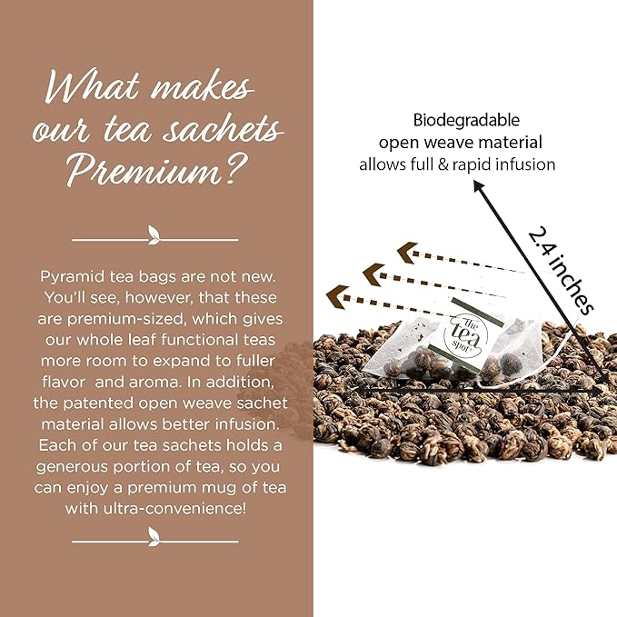 The Tea Spot Jasmine Pearls Green Tea | High-grade Jasmine infused Green Tea Pearls from Fujian | 15 Tea Bags