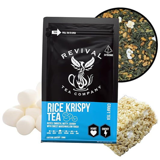 Revival Tea Company Rice Krispy Tea - Green Tea Blend with Toasted Rice and Marshmallow Flavor - 24 Tea Bags