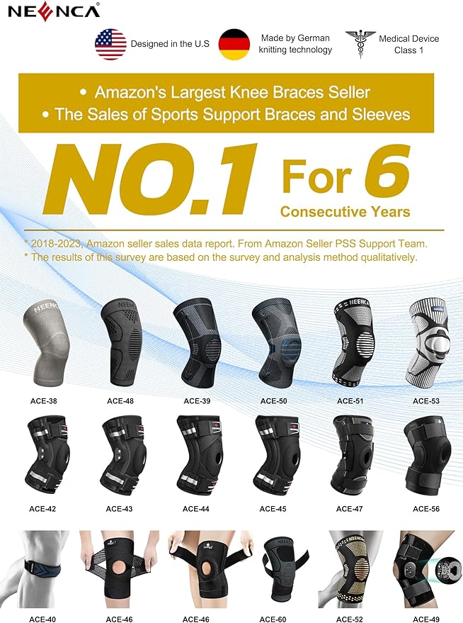 NEENCA Copper Knee Brace for Knee Pain, Knee Support with Patella Pad & Side Stabilizers, Compression Knee Sleeve for Sport, Workout, Arthritis, ACL, Joint Pain Relief, Meniscus Tear- FSA/HSA Eligible