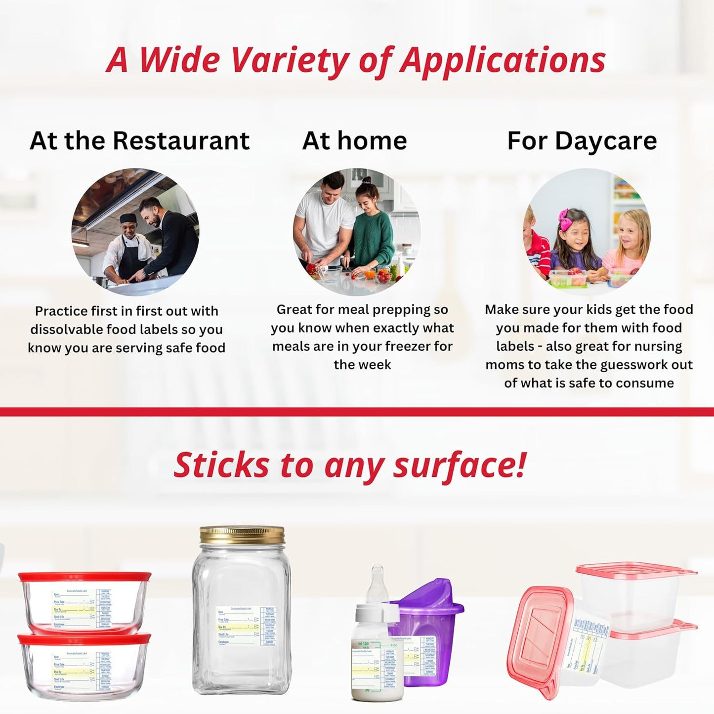 2x3 Dissolvable Food Labels, 250 Label Stickers, Bottle Labels for Storage Bins, Sticker Labels for Food containers, (250, Blue)