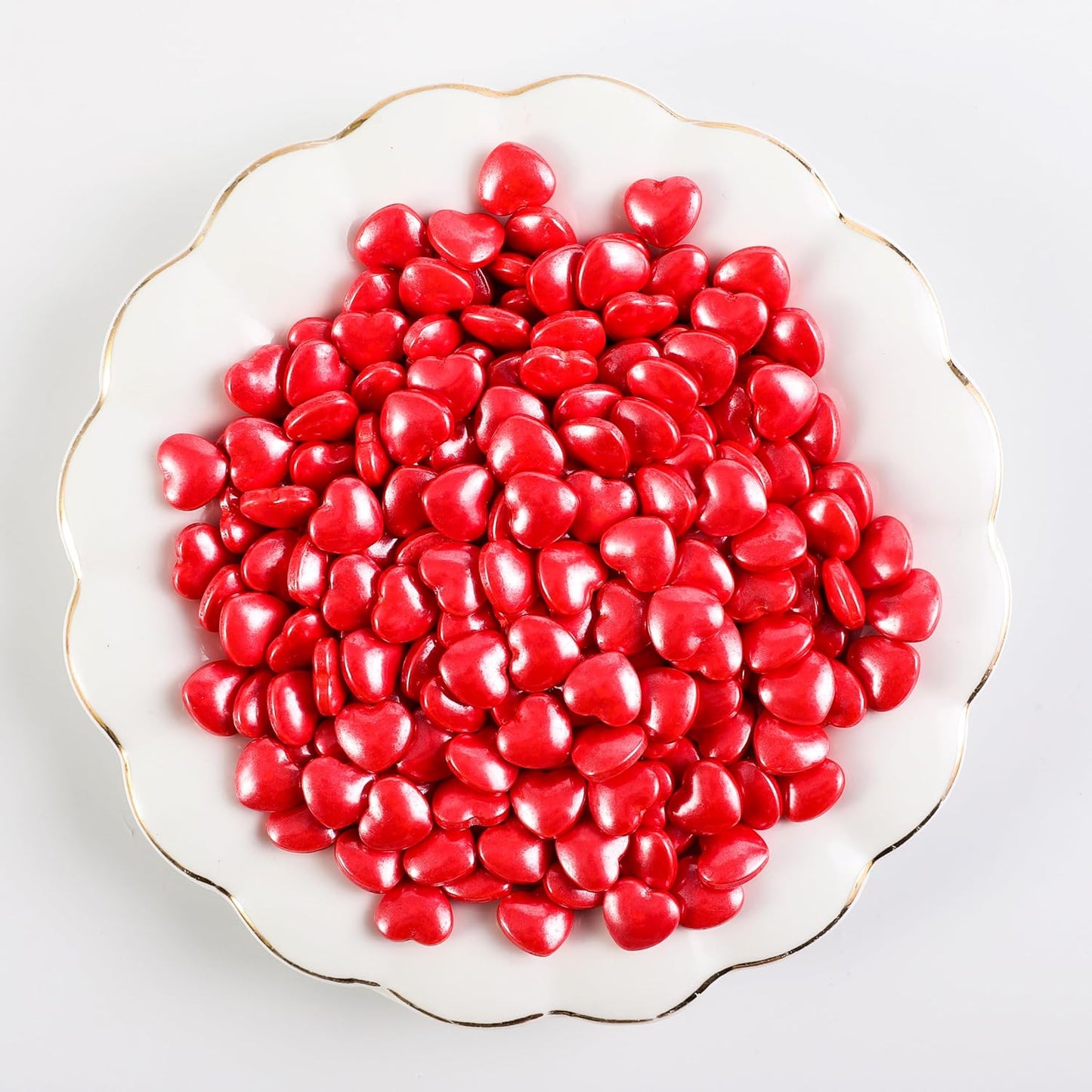 Kasvan Mixed Heart Shapes Sprinkles - Edible Candy Pearls 130g/4.58 Oz, Mix Size, Baking Cake Decorations, Ice Cream Toppings and Cookie Decorating, Wedding Party Chirstmas Supplies (Red)