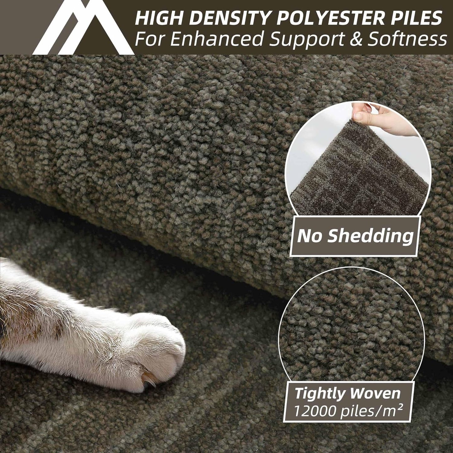 COSY HOMEER Kitchen Rugs Non Slip Washable 24"x36"+24"x60" Absorbent Soft Kitchen Mats for Floor Polyester Kitchen Runner Rug Sets of 2 Kitchen Floor Mats for Sink Mat,Hallway,Laundry,Brown