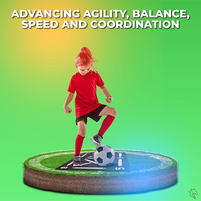 Soccer Training Mat - App with Video Modules Included, Ball Mastery Trainer, Football Footstep Equipment, Durable and High Performance Rubber, Gift for Boys and Girls