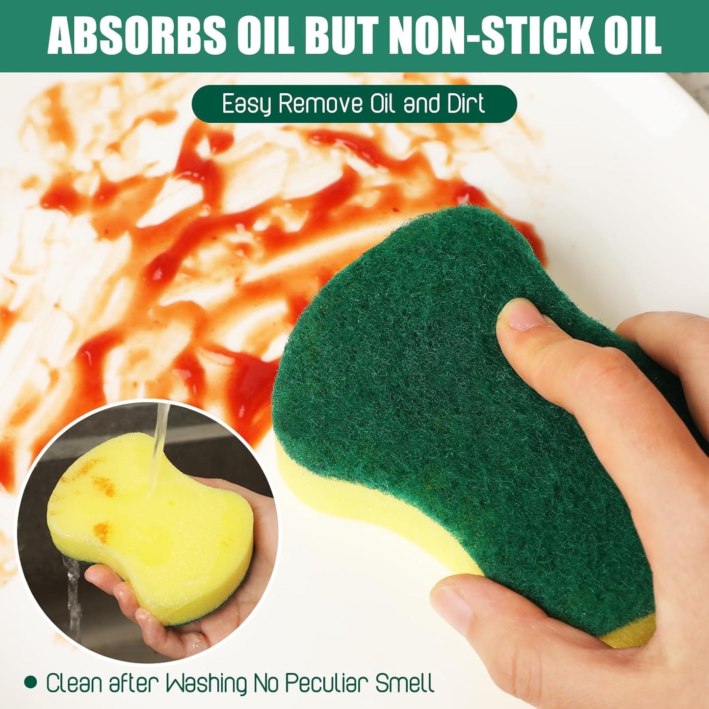 Tanlade 120 Pcs Individually Wrapped Sponges Kitchen Bulk Non Scratch Scouring Sponges for Dishes Household Cleaning Travel Apartments Hotel Car