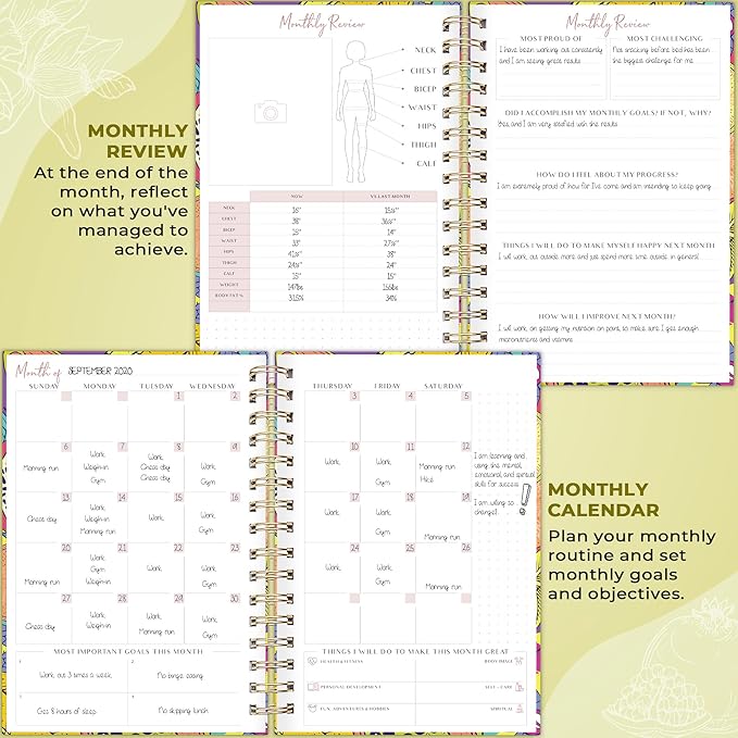 PLANBERRY Food Journal Premium – Nutrition Planner – Diet & Calorie Tracker – Meal & Exercise Diary – Weight Loss Journal (Exotic Cocktail)