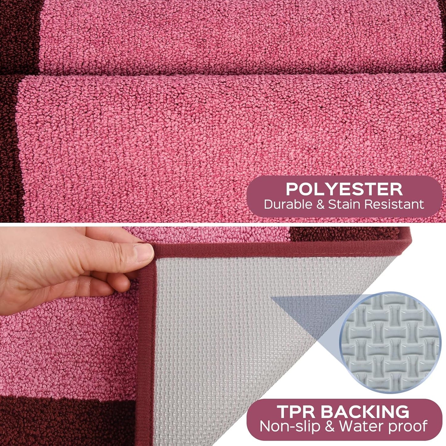 Machine Washable Runner Rugs Set of 2, (24" x 36"+ 24" x 60"), Non Slip Kitchen Mats for Floor, Absorbent Entryway Rug for Kitchen, Bedroom, Hallway, Bathroom, Door (Roll Packing)