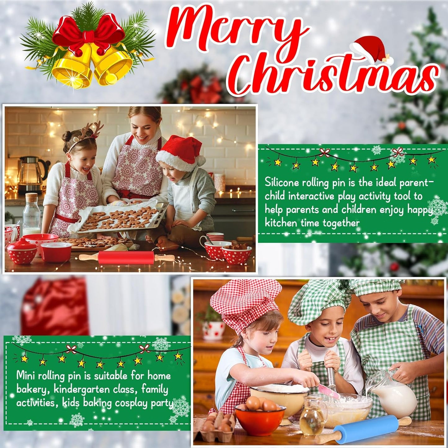 Dandat Small Rolling Pin Kids 12 Inch Mini Silicone Rolling Pin for Baking Non Stick Kids Dough Roller with Wooden Handle for Kitchen Cookie Pastry Fondant Cake 6 Colors(6 Pcs)