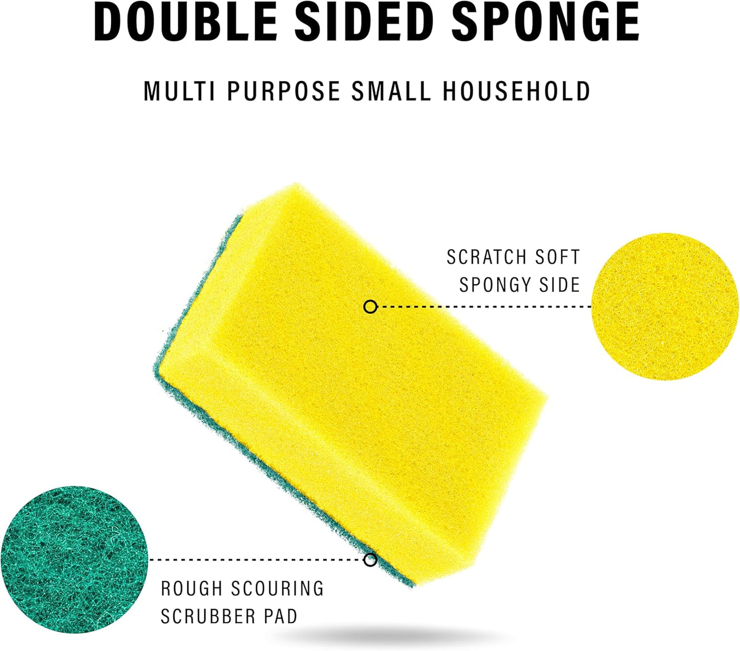 DecorRack 80 Count Non-Scratch Cleaning Scrub Sponges, Dual-Sided Heavy Duty Kitchen Sponges for Dishes, Cleaning Household, Bathroom, Car Wash - Yellow (Pack of 80)