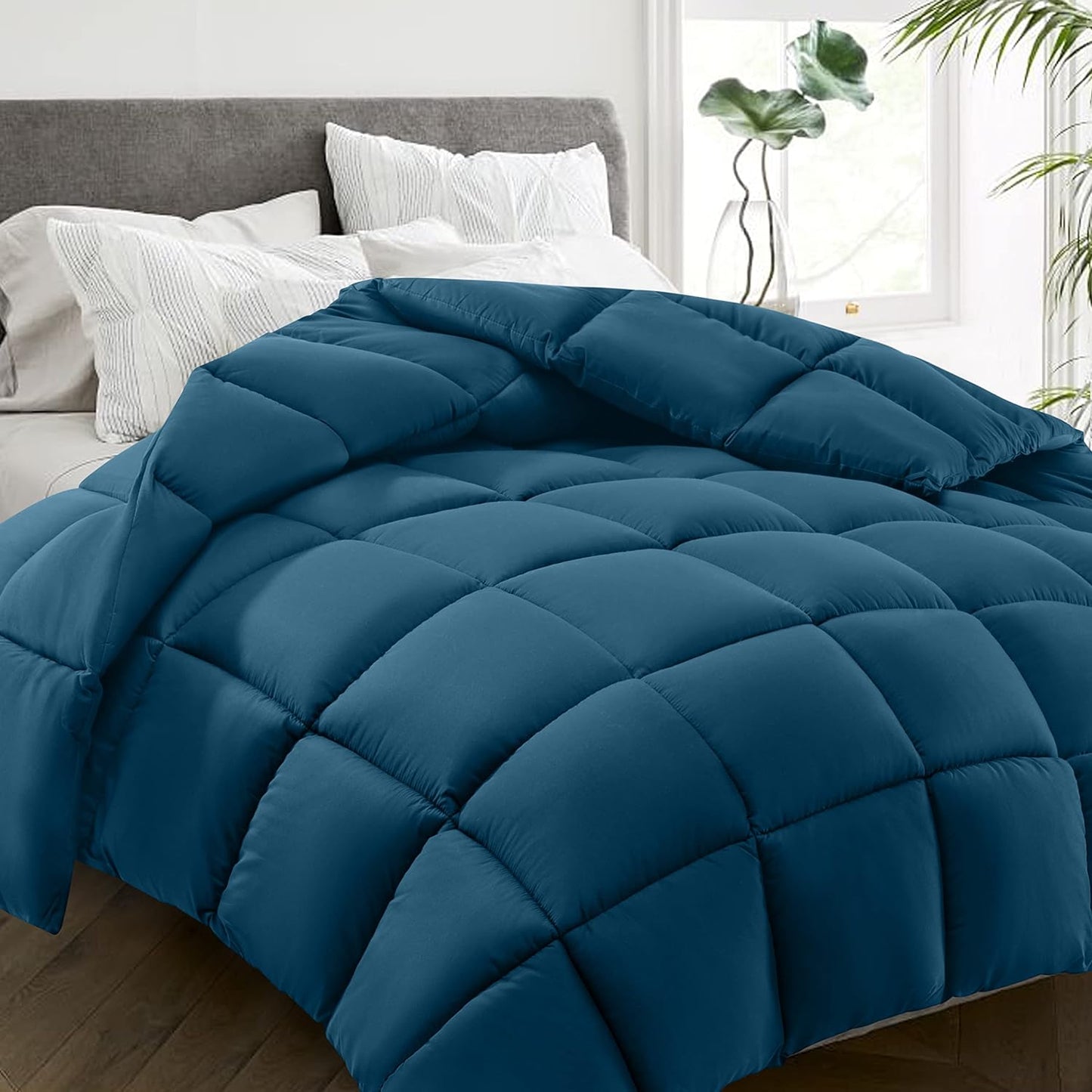 HYLEORY All Season Twin Size Bed Comforter - Cooling Down Alternative Quilted Duvet Insert with Corner Tabs - Winter Warm - Machine Washable - Teal