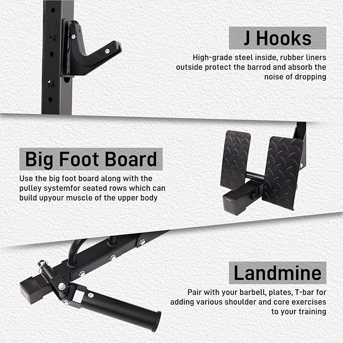 Smith Machine with LAT-Pull Down System & Cable Crossover Machine, 2000LBS Power Cage Rack for Garage Workout & Home Gym