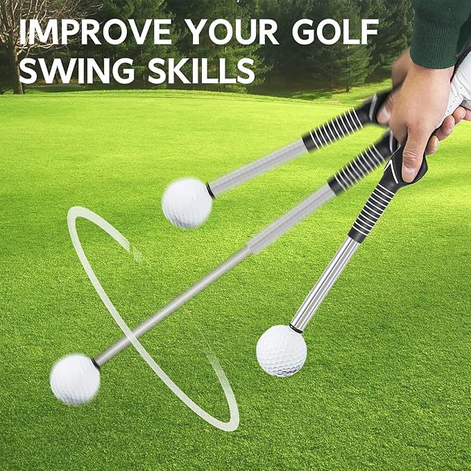 Retractable Golf Swing Training Aid - Golf Swing Trainer, Portable Grip Trainer for Indoor & Outdoor Practice, Improving Strength