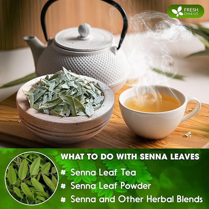 FreshDrinkUS, Permium 4.5oz Senna Leaves, 100% Natural & Pure from Senna Leaves, Senna Leaf Tea, Senna Loose Leaf Herbal Tea, No Additives, No Caffeine, Vegan