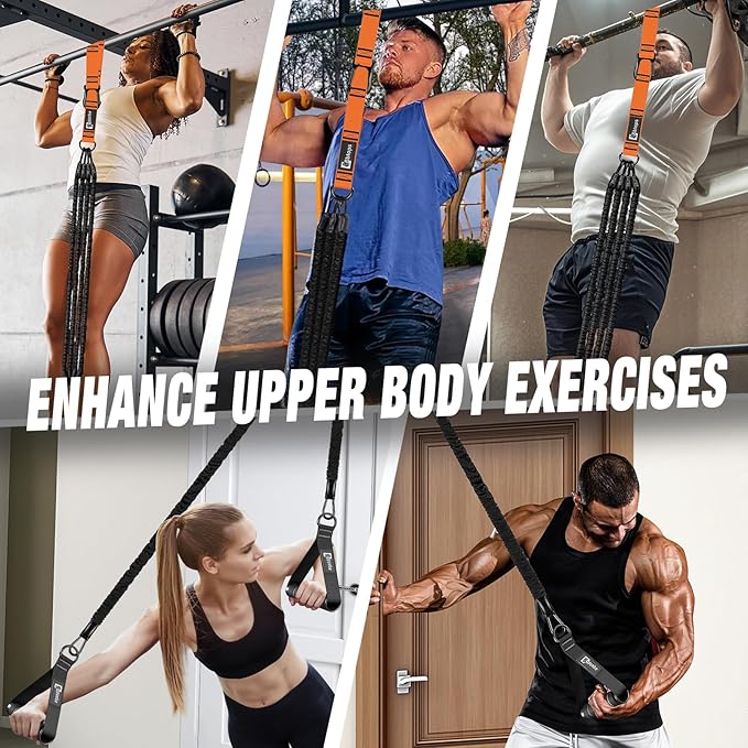 Pull Up Assistance Bands,Up to 300 lbs Assistance,Adjustable Heavy Duty 4 Resistance Bands for Pull up, with Feet/Knee Rest, Handle and Door Anchor for Home Gym Fitness Exercise Strength Training